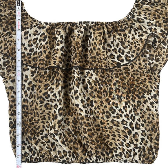 Love J size large sheer animal print crop top, elastic waist & neck, wide neck - Picture 8 of 9
